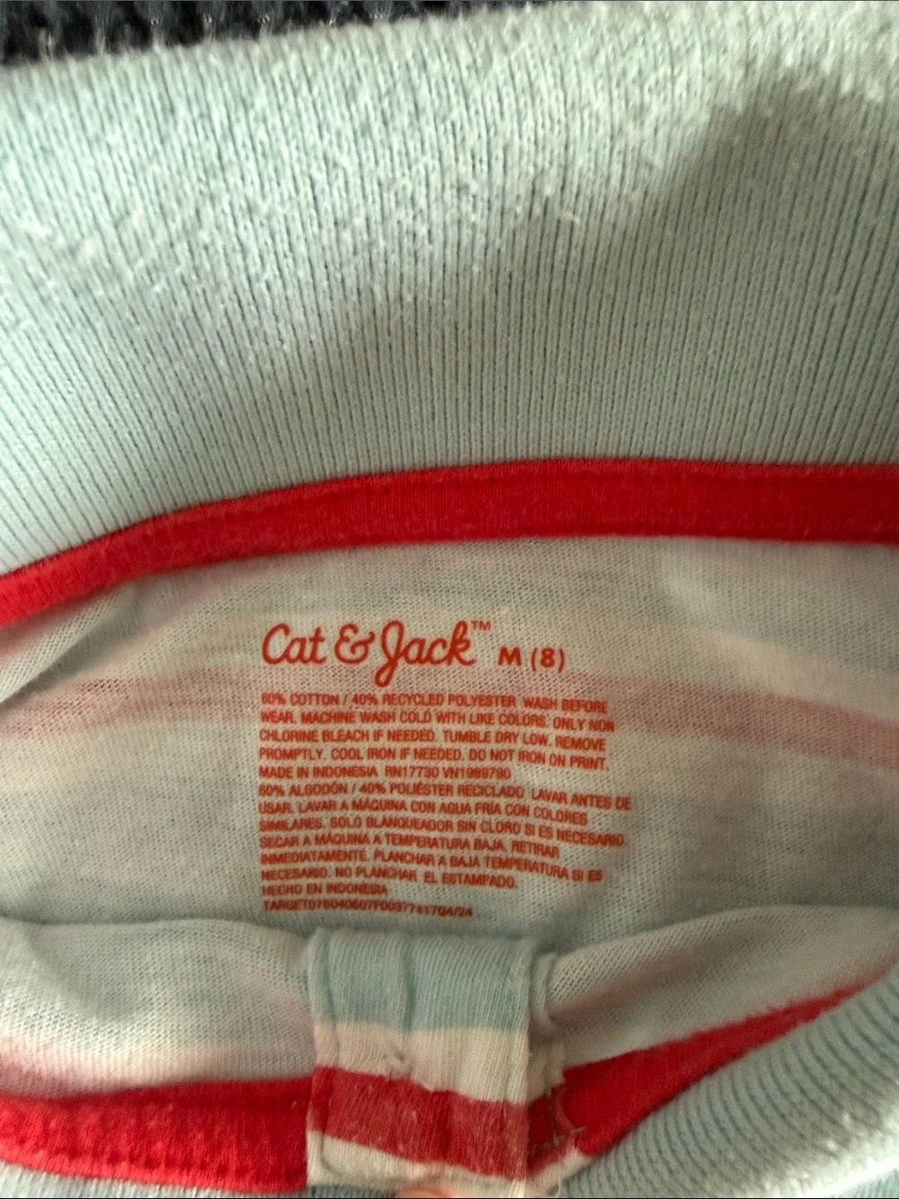 Cat & Jack Light Mint Polo with Red and White Stripes